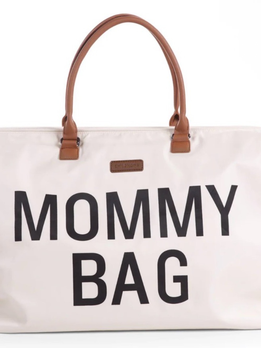 ChildHome Mommy Tote Bag in Cream with Tan Handles